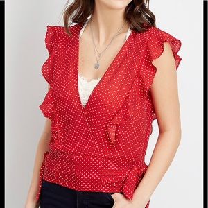 Chiffon deep-v ruffle tank